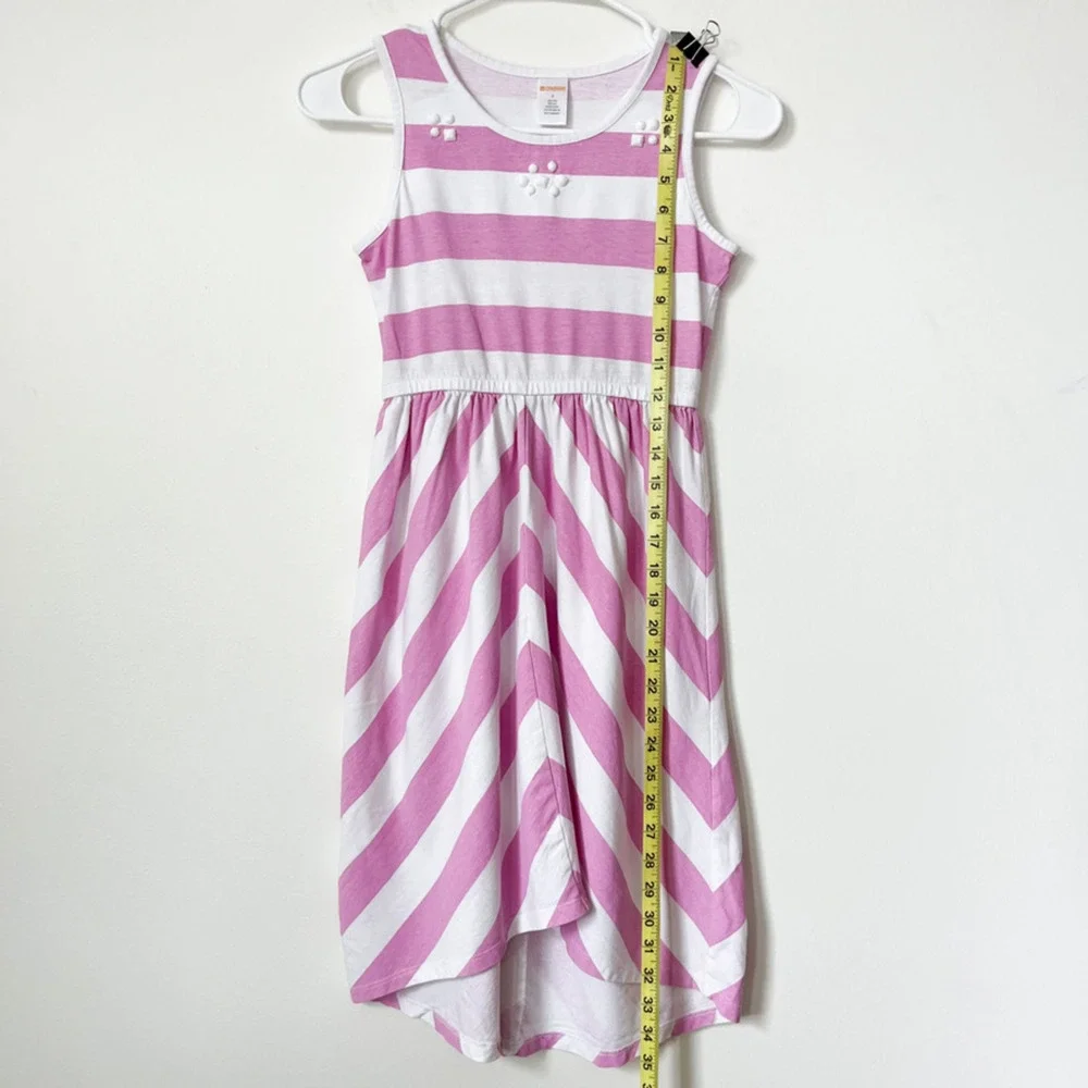 Gymboree Pink White Striped Sundress Jewel Detail Girls 8 Cotton Summer Vacation